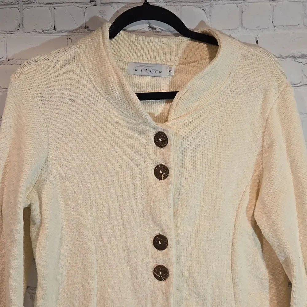 Willow cream button front cotton cardigan size S - Picture 2 of 8